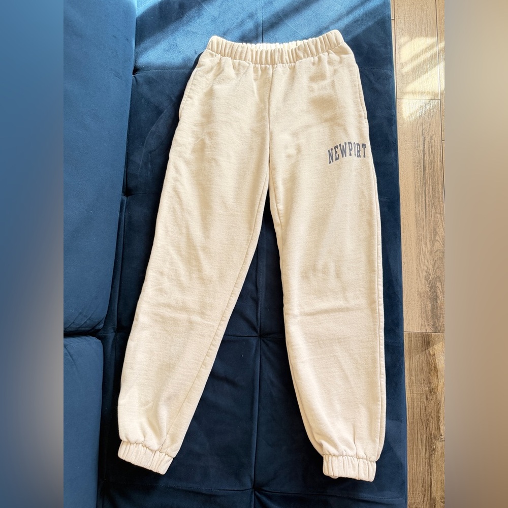 John Galt Brandy Melville Sweatpants Joggers Cuffed  “Newport” Cream
